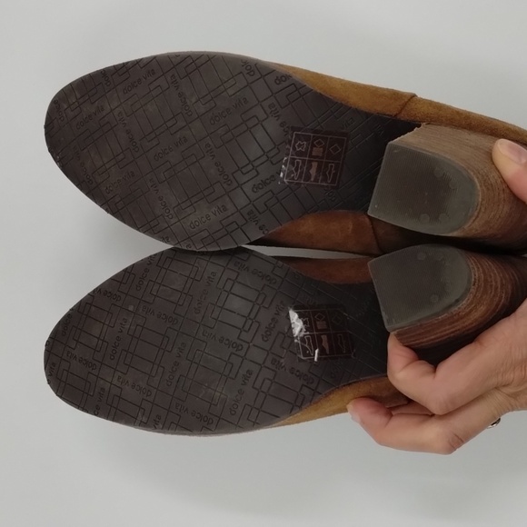 Dolce vida brown suede slip-on mules size 6.5 3 inch chunky heel - Picture 9 of 11